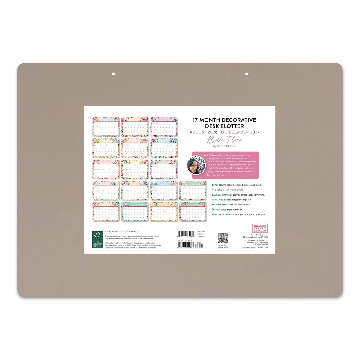 2027 Bella Flora Decorative Desk Blotter