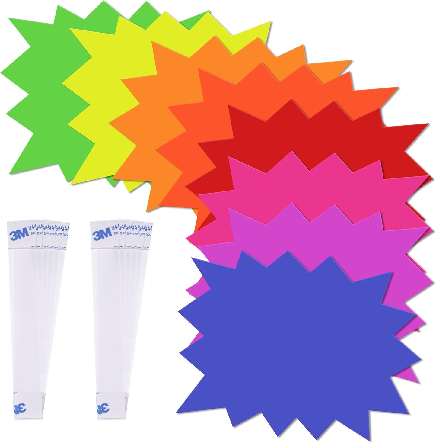 60 Starburst Neon Tags with Tape