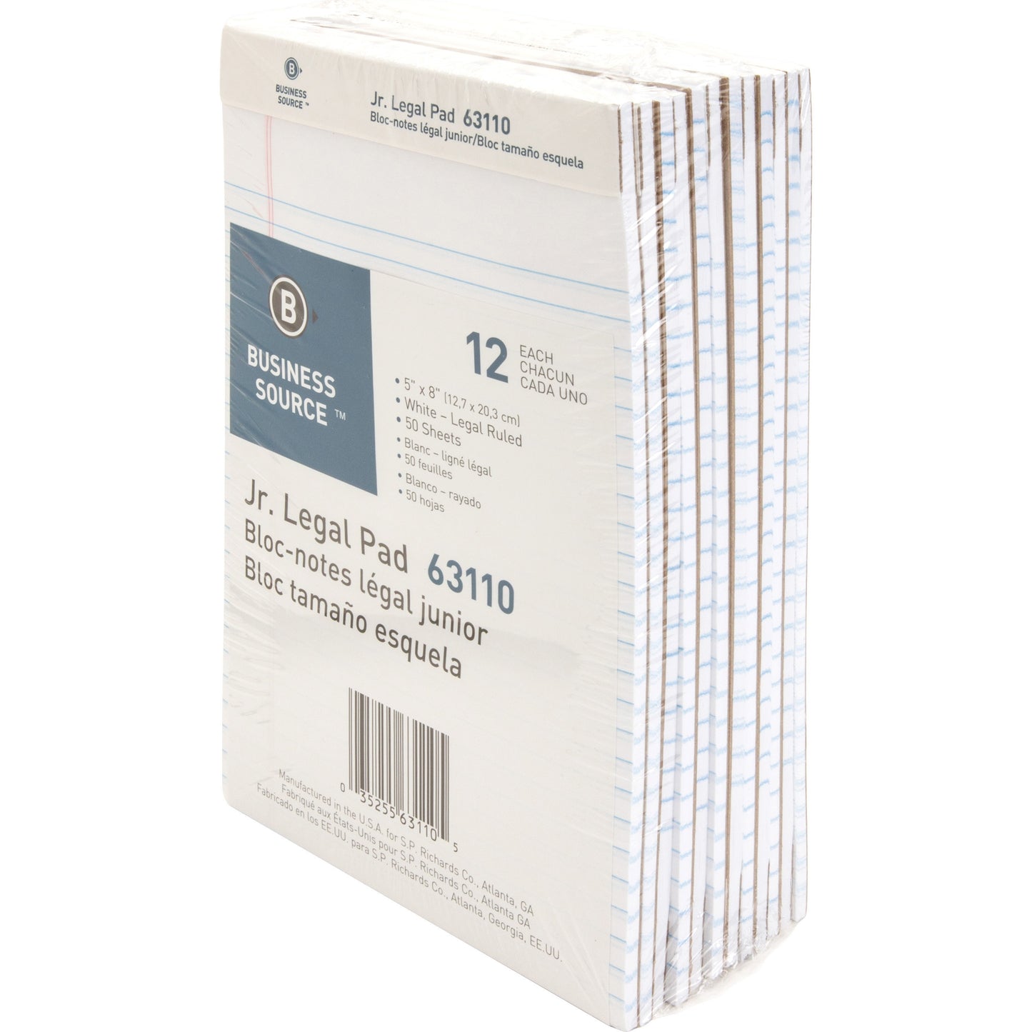 Business Source White Jr. Legal Ruled Single Pad
