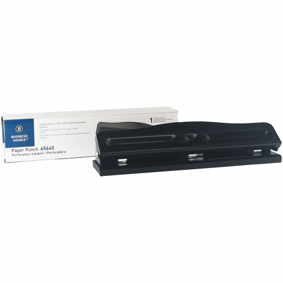 Business Source 3-Hole Adjustable Paper Punch