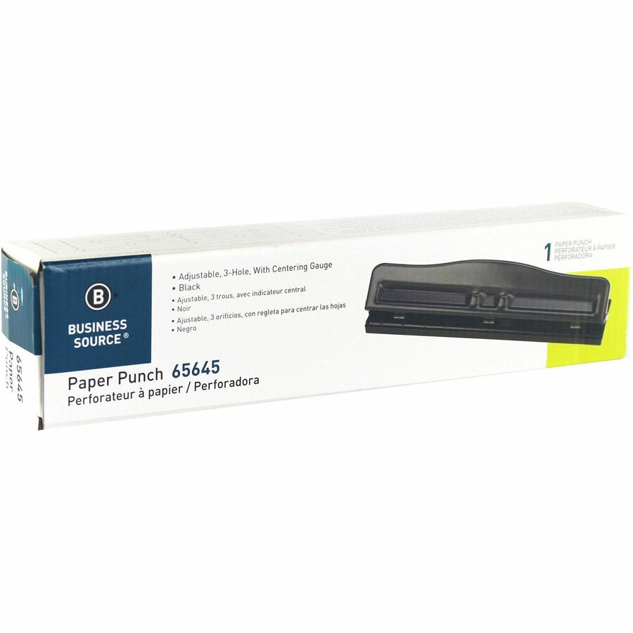Business Source 3-Hole Adjustable Paper Punch