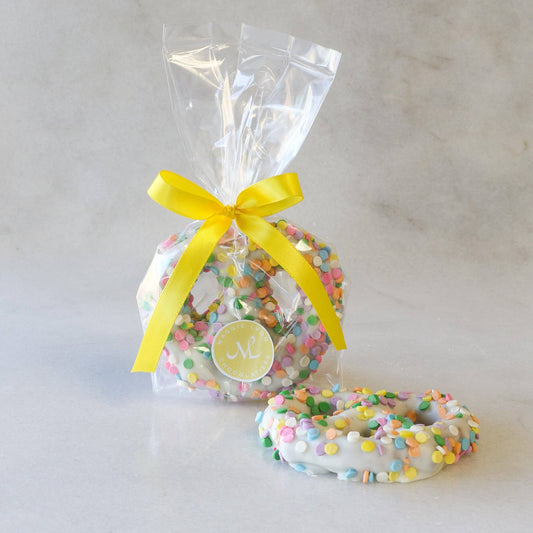 2pc White Chocolate Pretzels with Spring Decorations