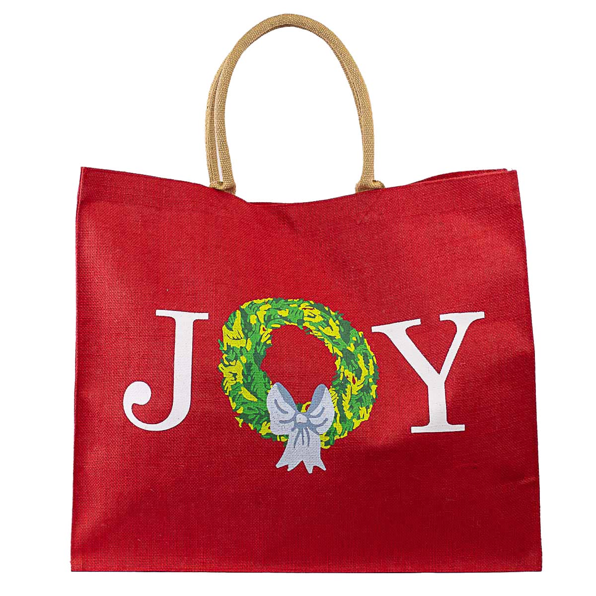 Joy Wreath Carryall Tote   Red/Green/White   22x19x8