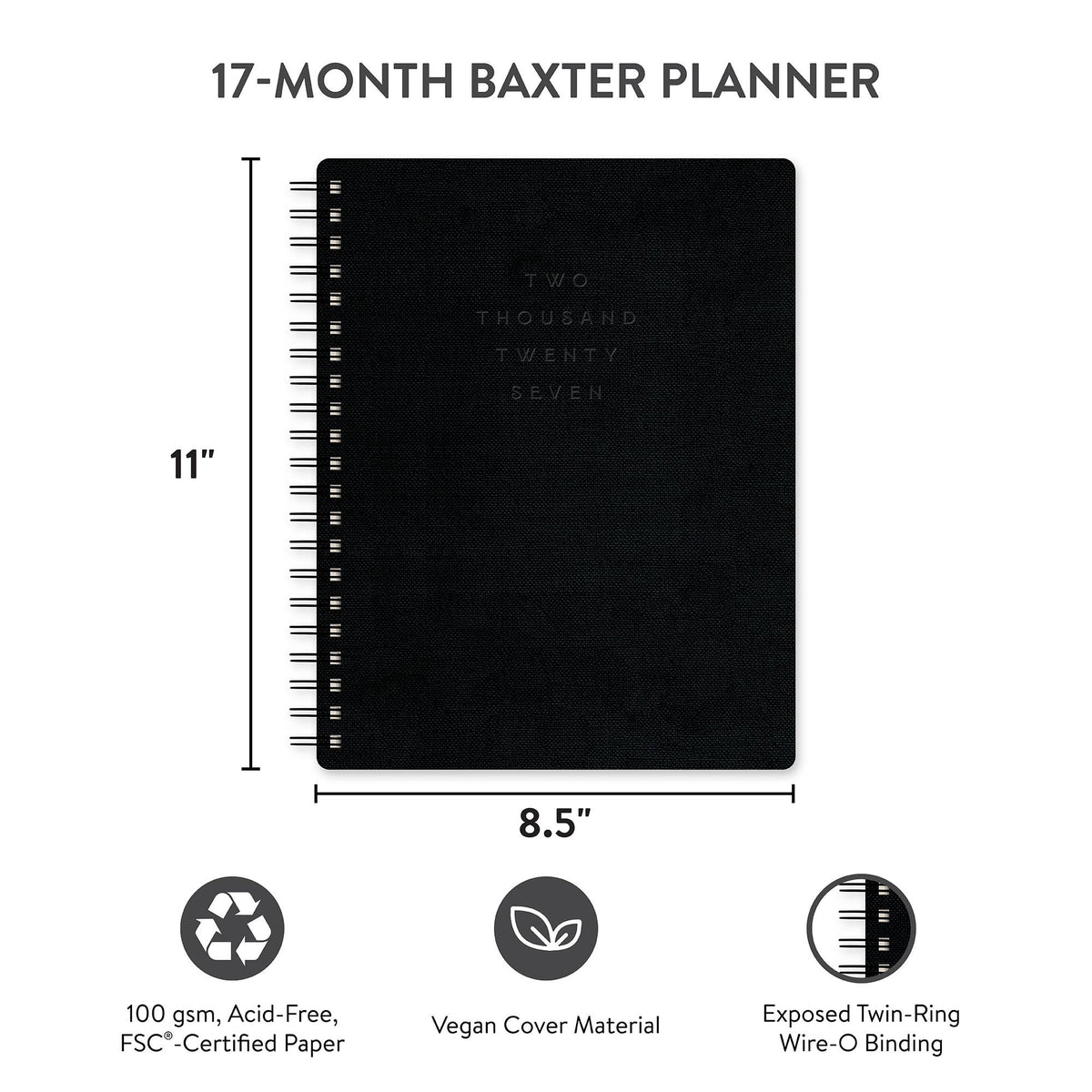 2027 Midnight Black Baxter Planner