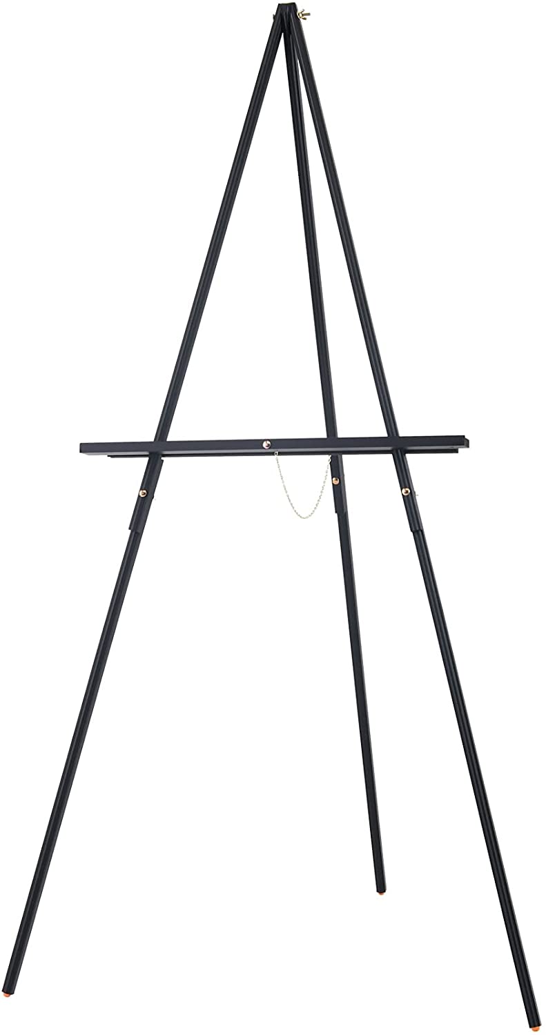 MEEDEN Beech Wood Display Wedding Easel Stand, Max Height 64'' Holds Up to 40"/11lb, Walnut Wooden A-Frame Tripod Studio Artist Floor Easel for Wedding Sign, Poster, Canvas, Show, Presenting