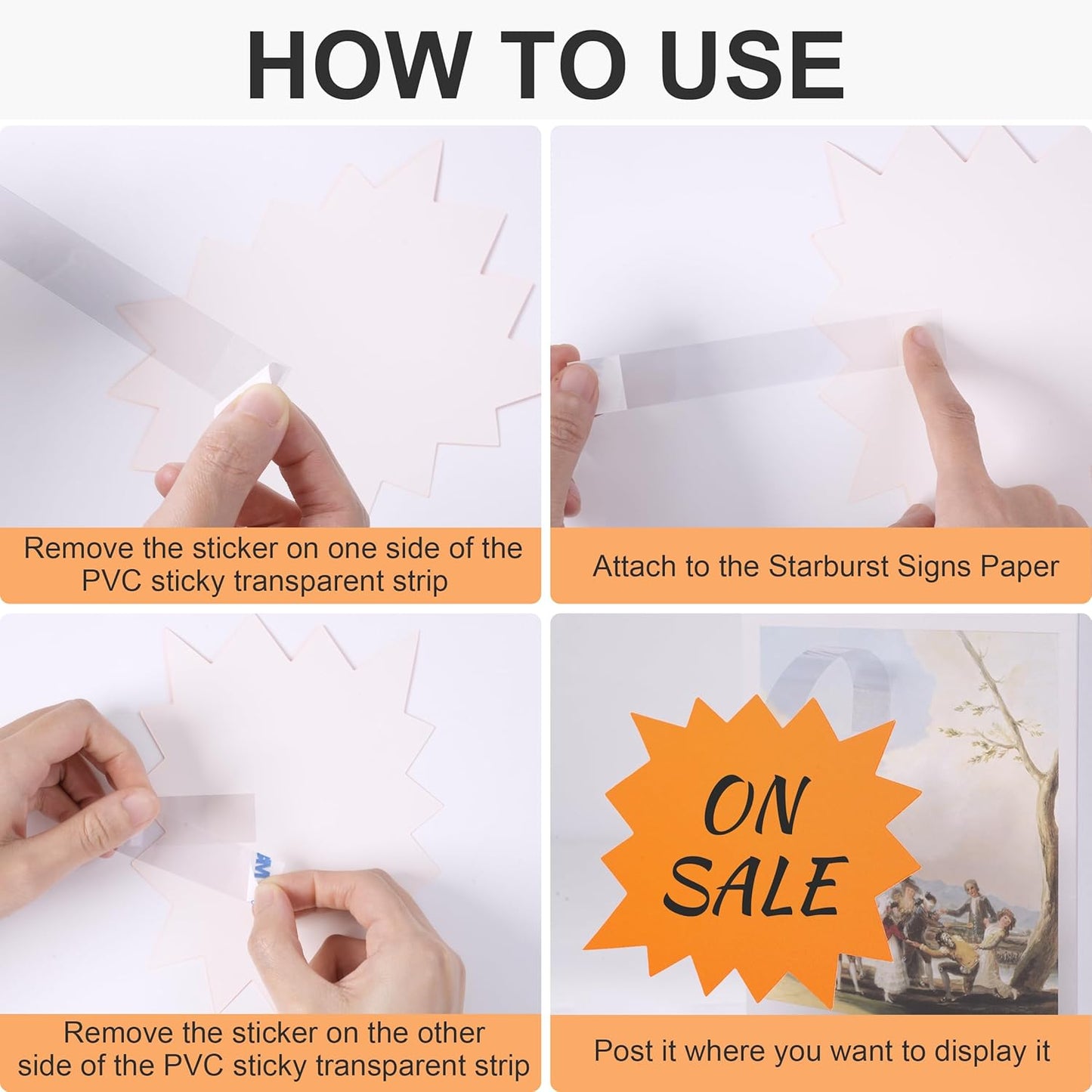 60 Starburst Neon Tags with Tape
