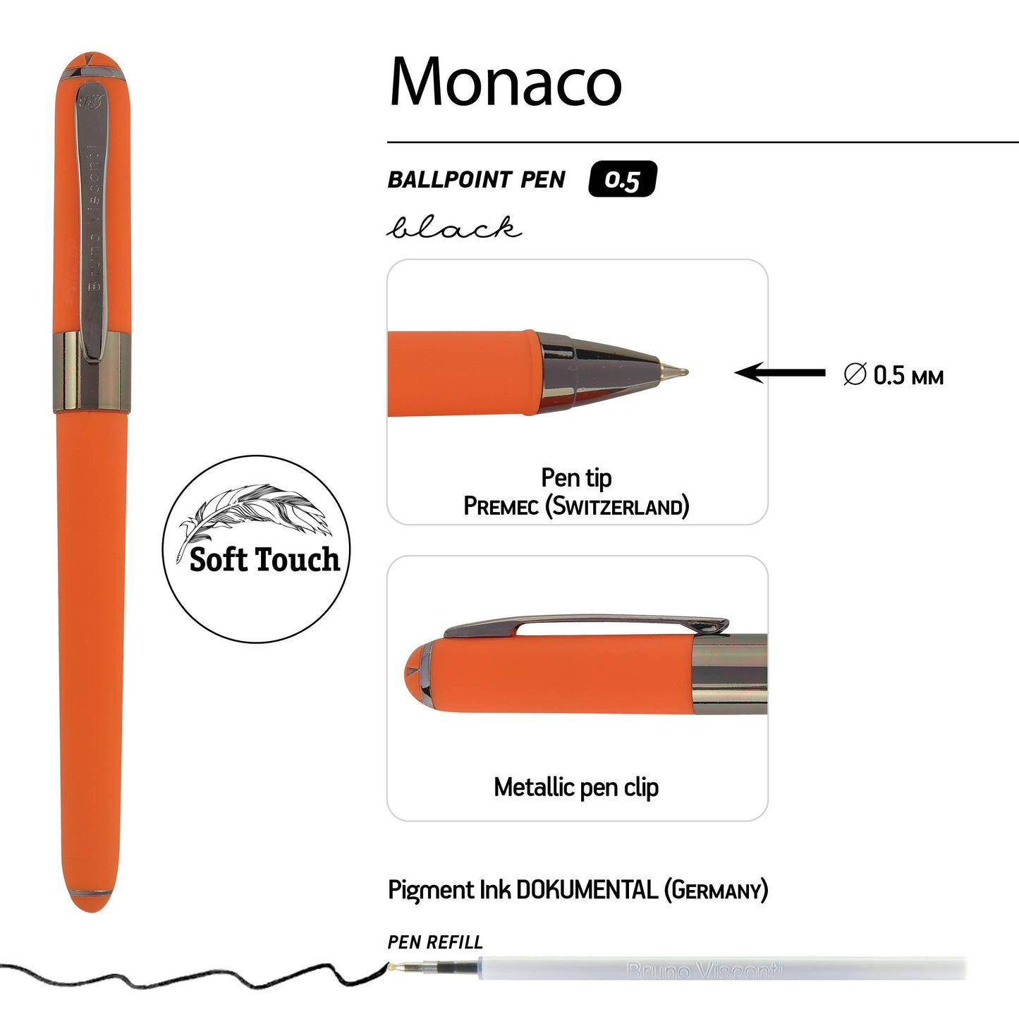 Monaco "Hermes" Orange  with Gun Metal Accents Pen