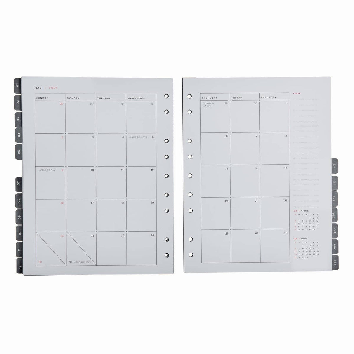 July 2026 - December 2027 Mini Month Tabs