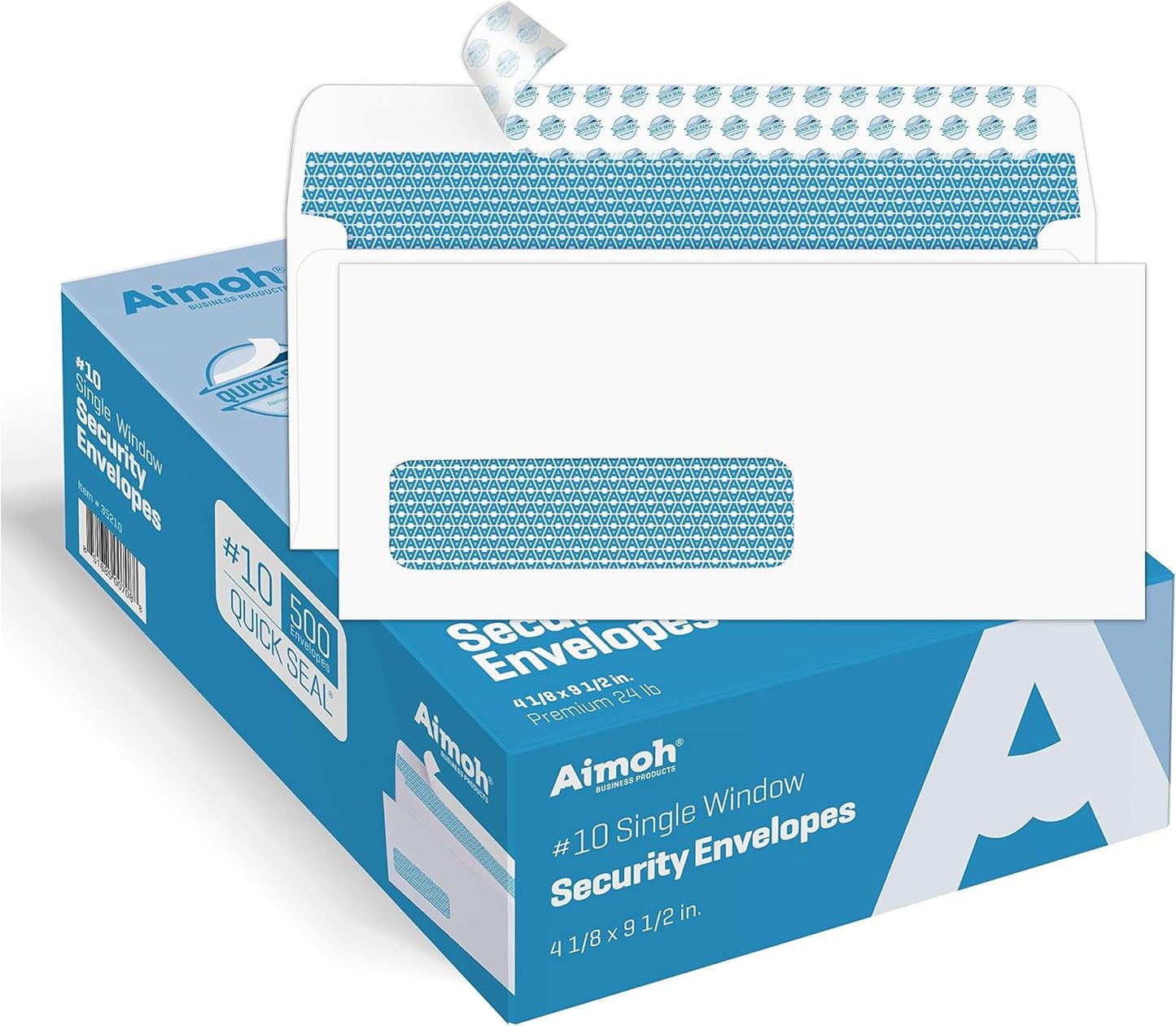 Aimoh #10 Single Window Mailing Envelopes Letter Size, Self Seal, 500 Count