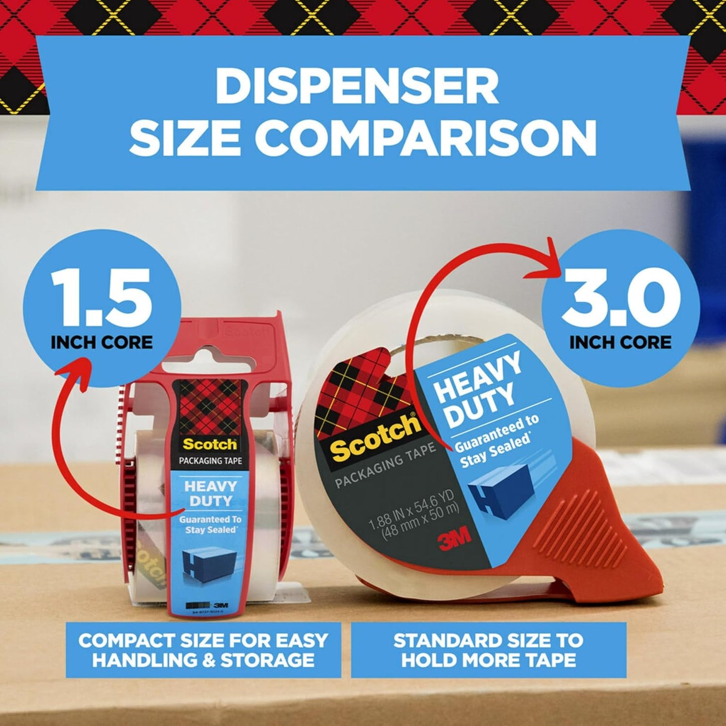 Scotch Heavy Duty Packing Tape, with Dispenser 1.88 in x 54.6 Yards