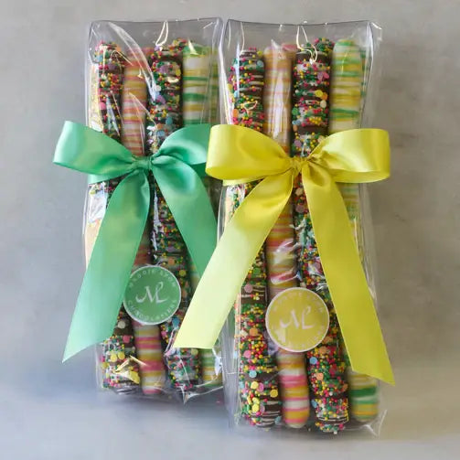 8pc Easter Milk and White Chocolate Covered Pretzel Rods