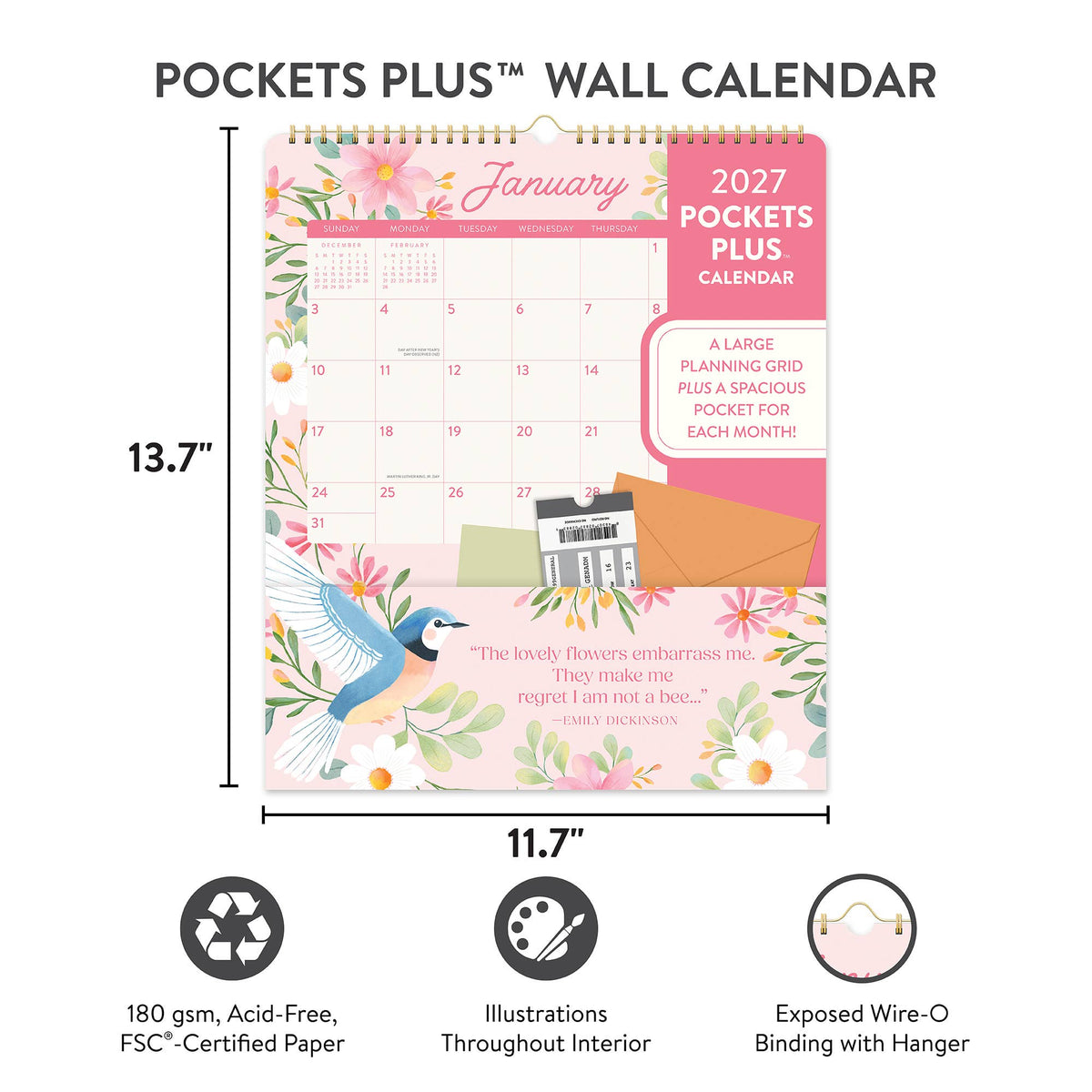 2027 Birds & Blooms Pockets Plus™ Wall Calendar