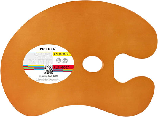 MEEDEN Wood Paint Palette Oil Finished, Acrylic Paint Palette 15.7"x11.8", Oil Paint Palette, Painting Palette, Art Palette, Artist Palette with Ergonomic Large Thumb Hole, Oval Shape