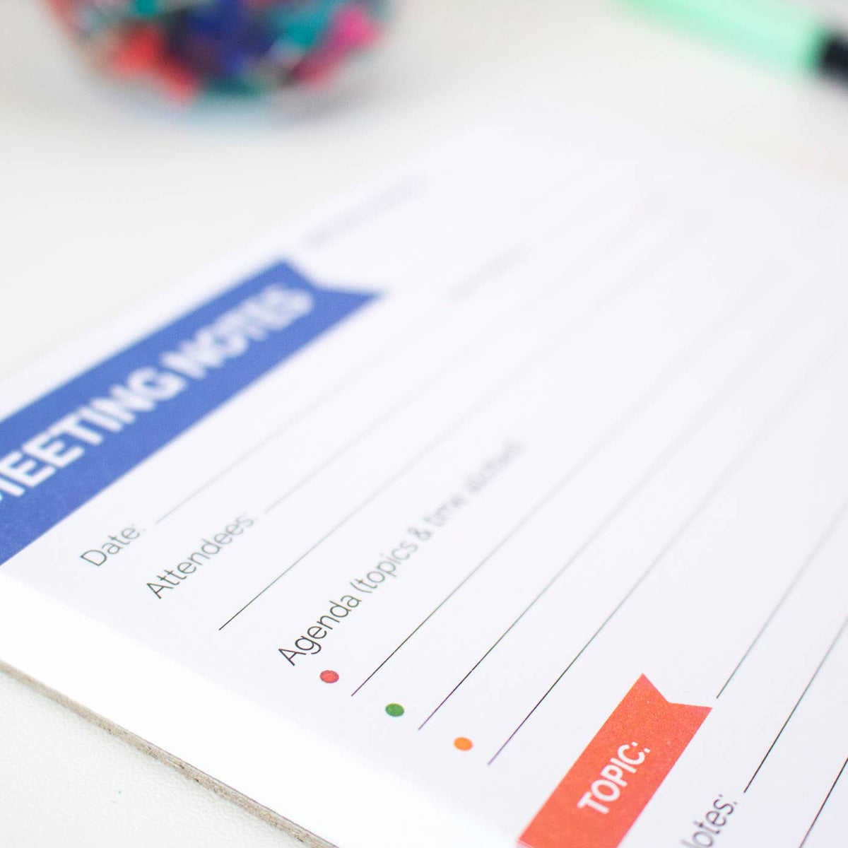 Double Sided Meeting Notes Planning Pad 6x9in