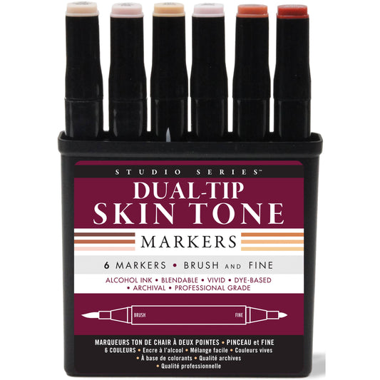 Studio Series Professional Alcohol Markers (Dual-Tip Set of 6 Skin Tone Colors)