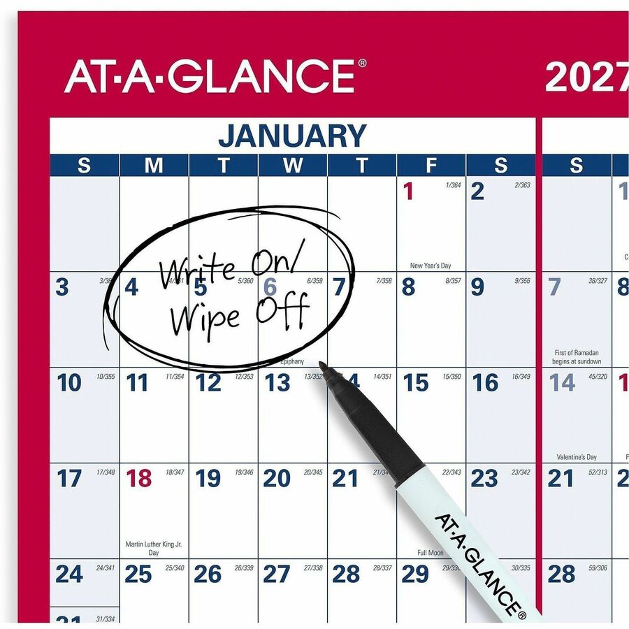 At-A-Glance Erasable Wall Calendar, Two-Sided 24 x 36