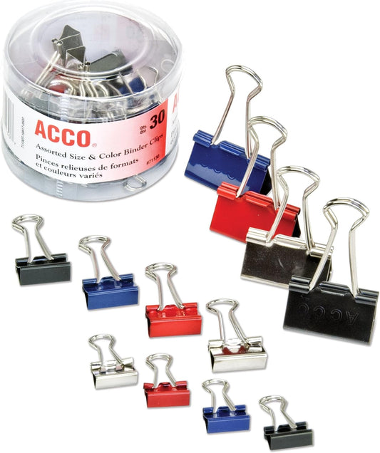 ACCO Binder Clips - Assorted Sizes & Colors