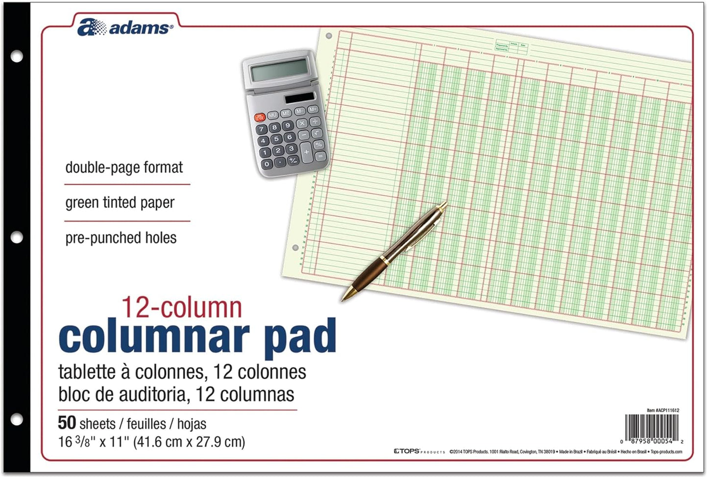 Adams® Analysis 12 Column Pad, Green