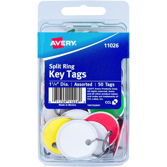Avery® Key Tags Assorted Colors, 50 Tags