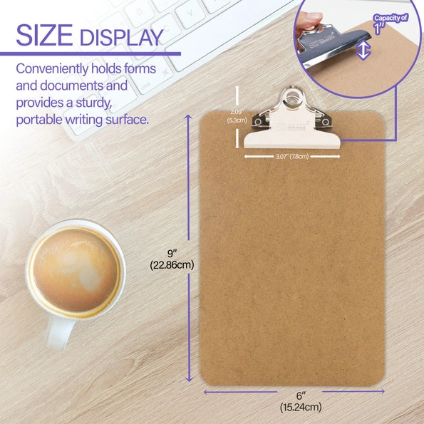 Hardboard Clipboard w/ Sturdy Spring Clip