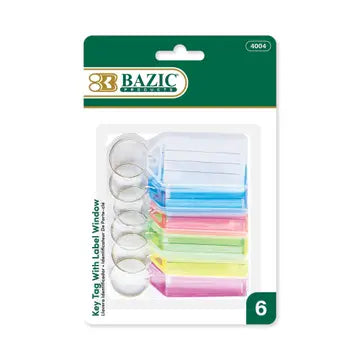 BAZIC Key Tags with Label, 6 pack