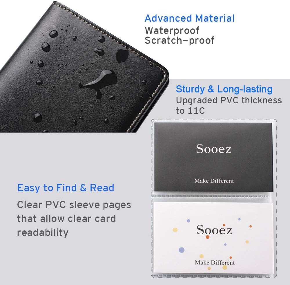 Sooez Professional Business Card Holder / Organizer, Black