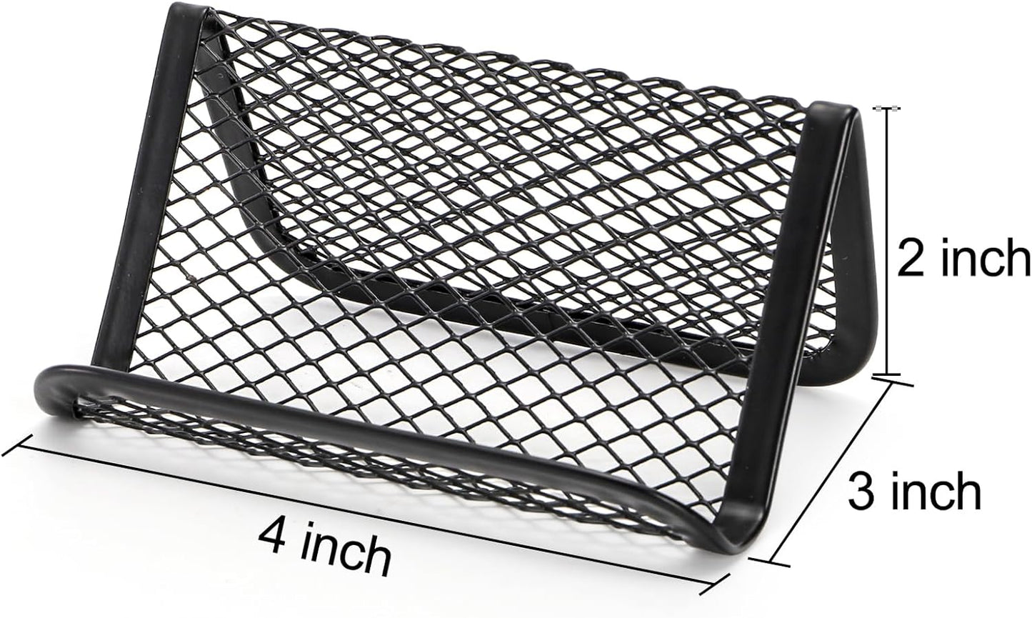 Business Card Holder, Black Metal Mesh