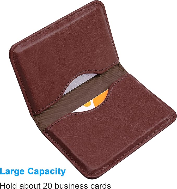 Wisdompro Business Card Holder, Black or Brown