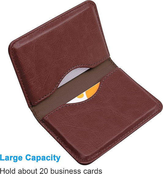 Wisdompro Business Card Holder, Black or Brown