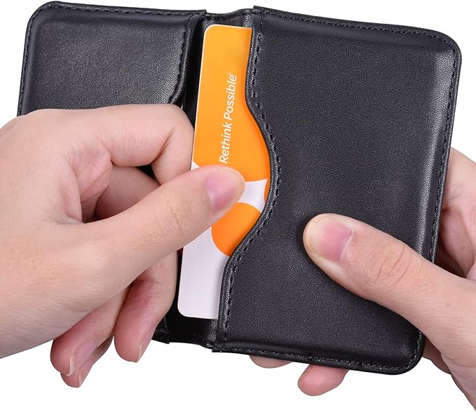Wisdompro Business Card Holder, Black or Brown