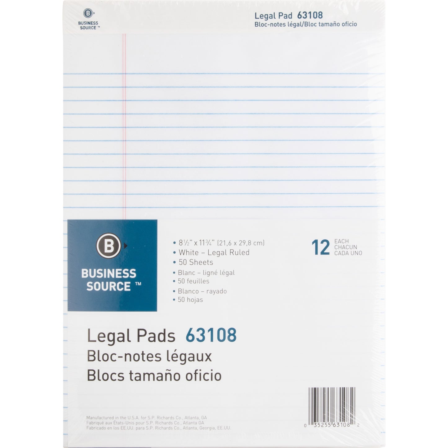 BS 63108 Micro-Perforated Legal Ruled Pads, White