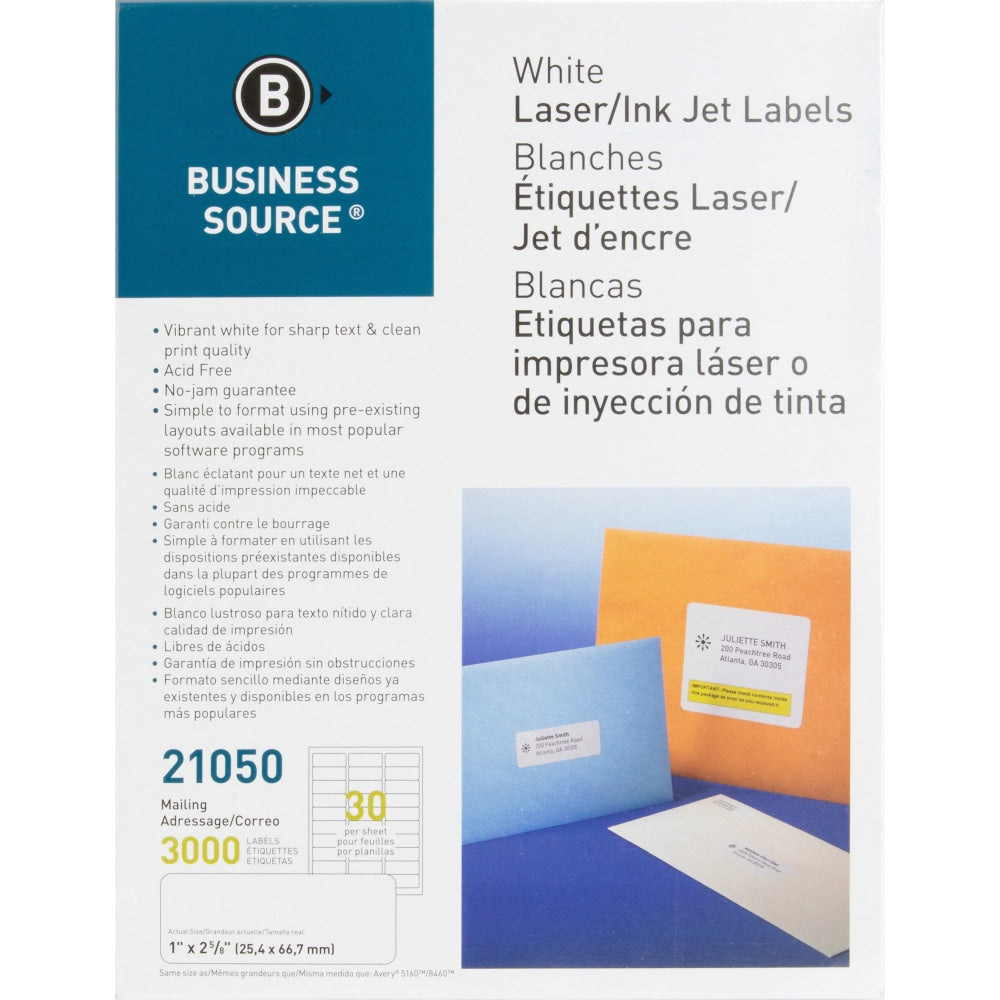 Business Source Bright White Premium Address Labels