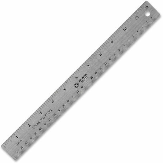 Business Source 12" Nonskid Stainless Steel Ruler