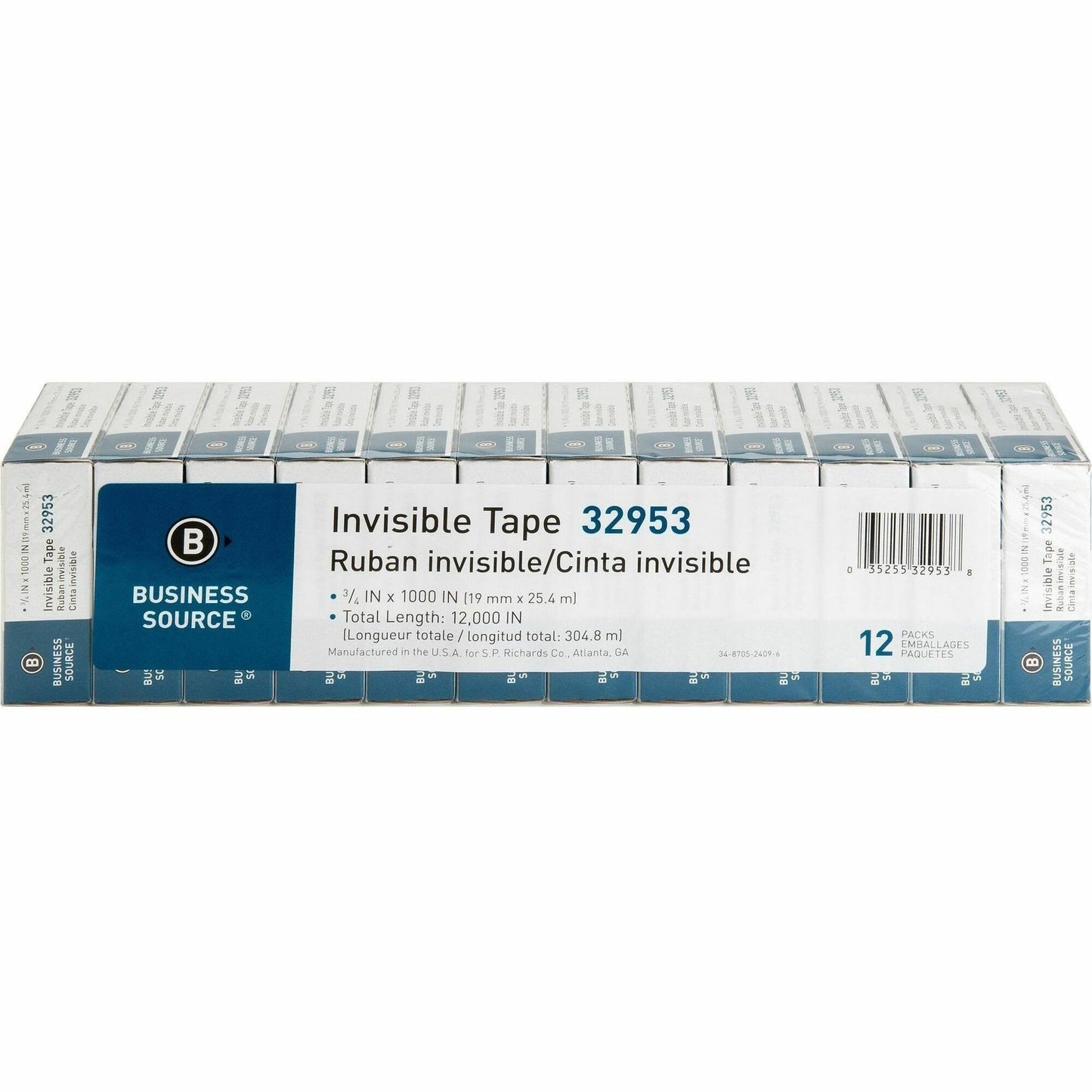 Business Source Premium Invisible Tape Value 12 Pack