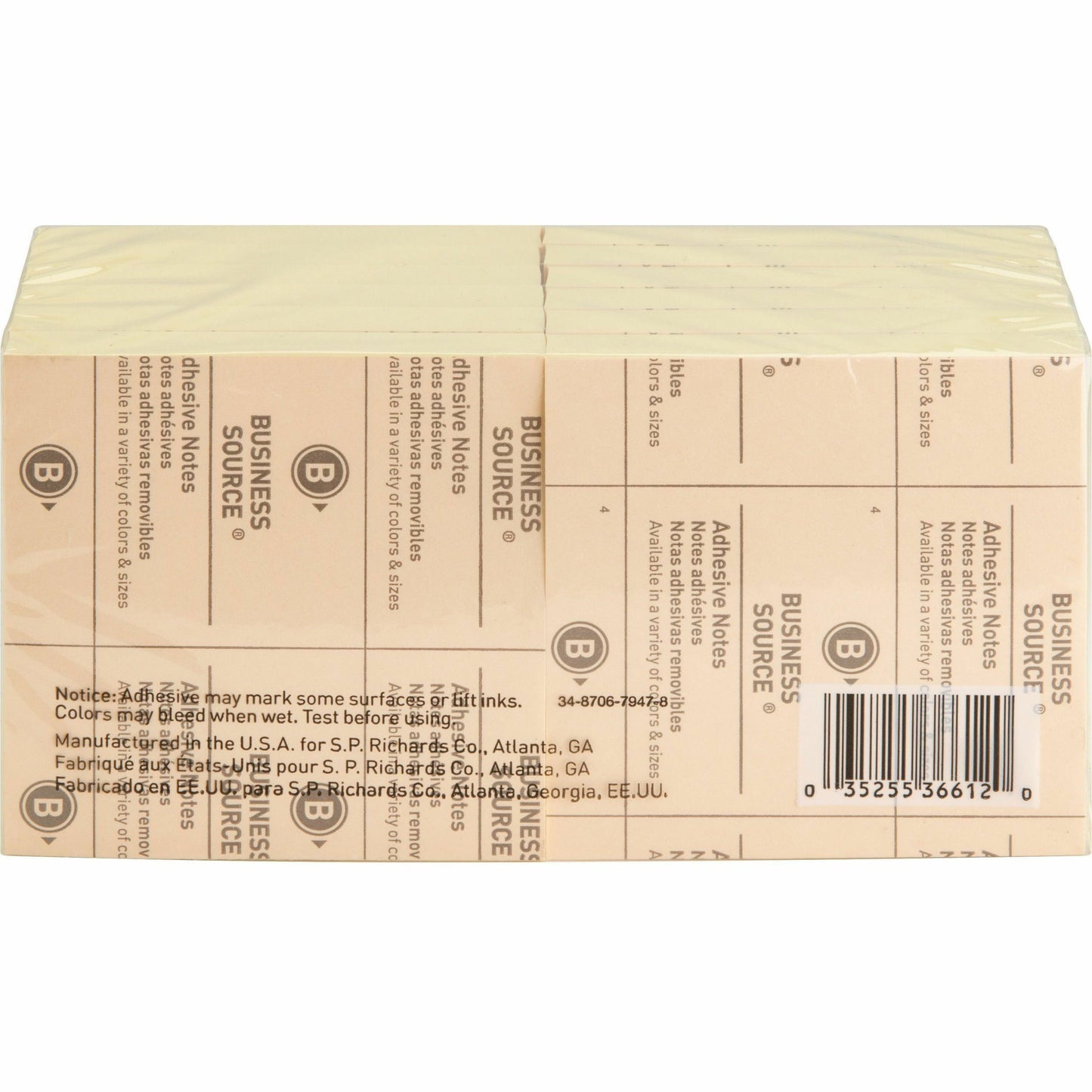 Business Source Yellow Repositionable Adhesive Notes