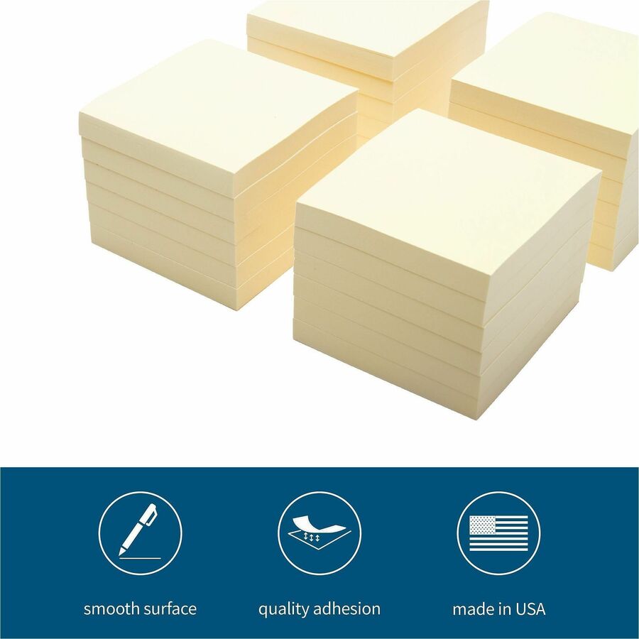 Business Source Yellow Repositionable Adhesive Notes