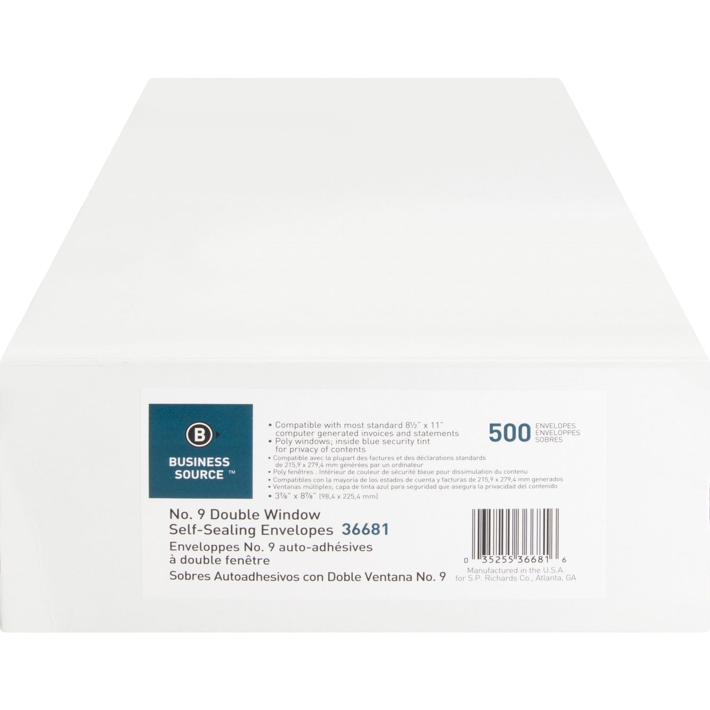 Business Source No. 9 Double Window Invoice Envelopes
