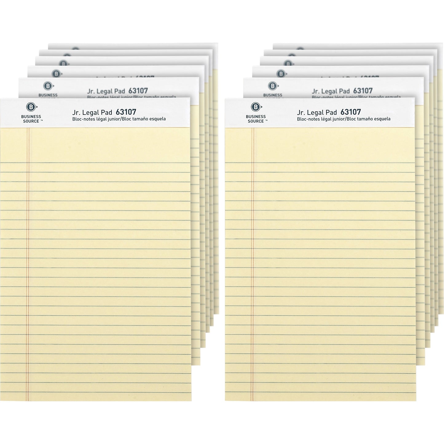 Business Source 12 pack Yellow Jr. Legal Pads