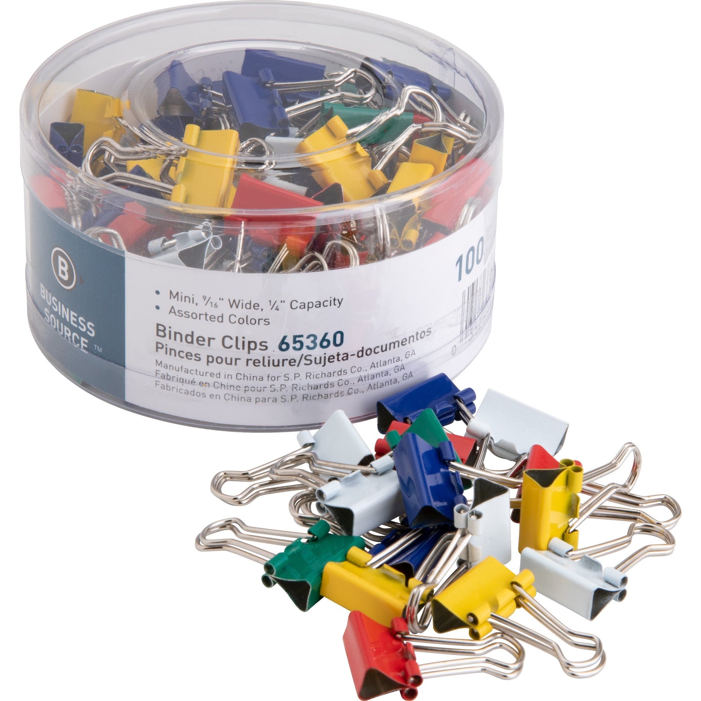 Business Source Mini Binder Clips, Assorted Colors