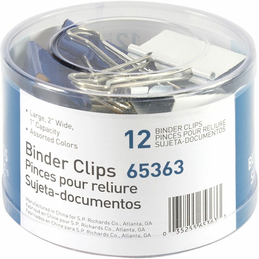Business Source Large 2" Colored Binder Clips