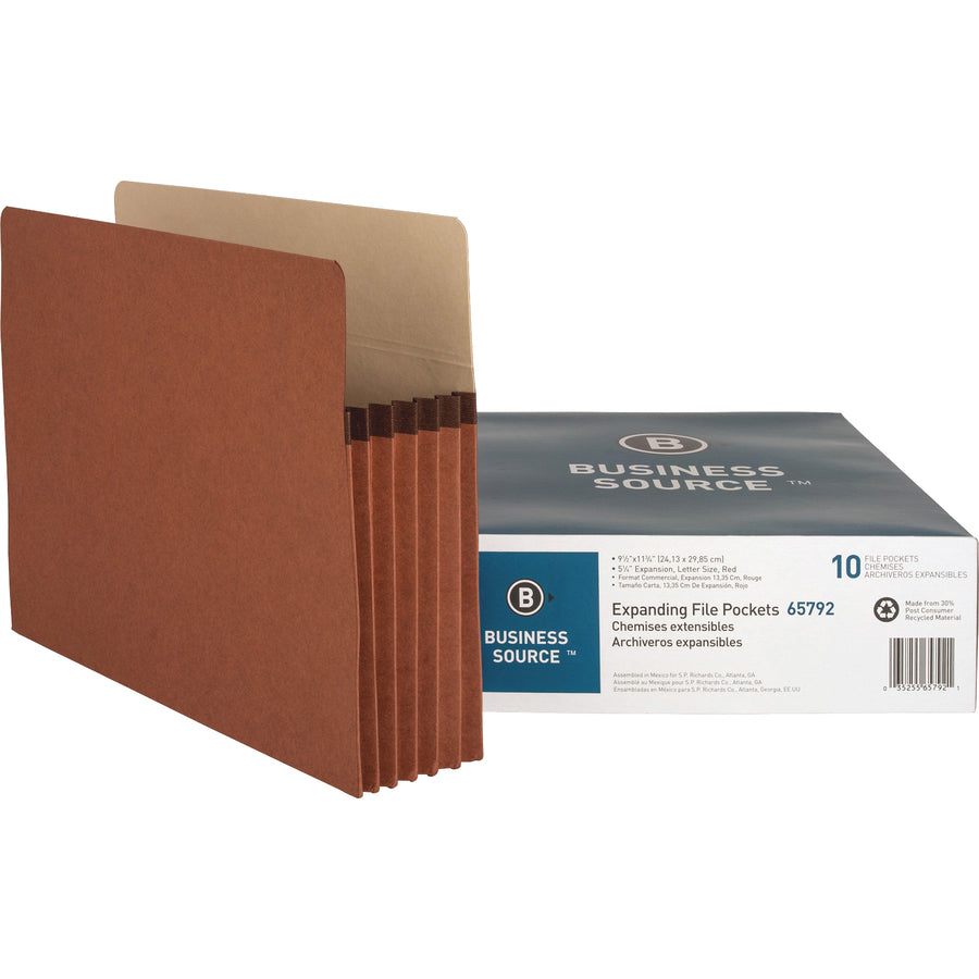 Business Source 5 1/4" Expanding File Pockets, Single