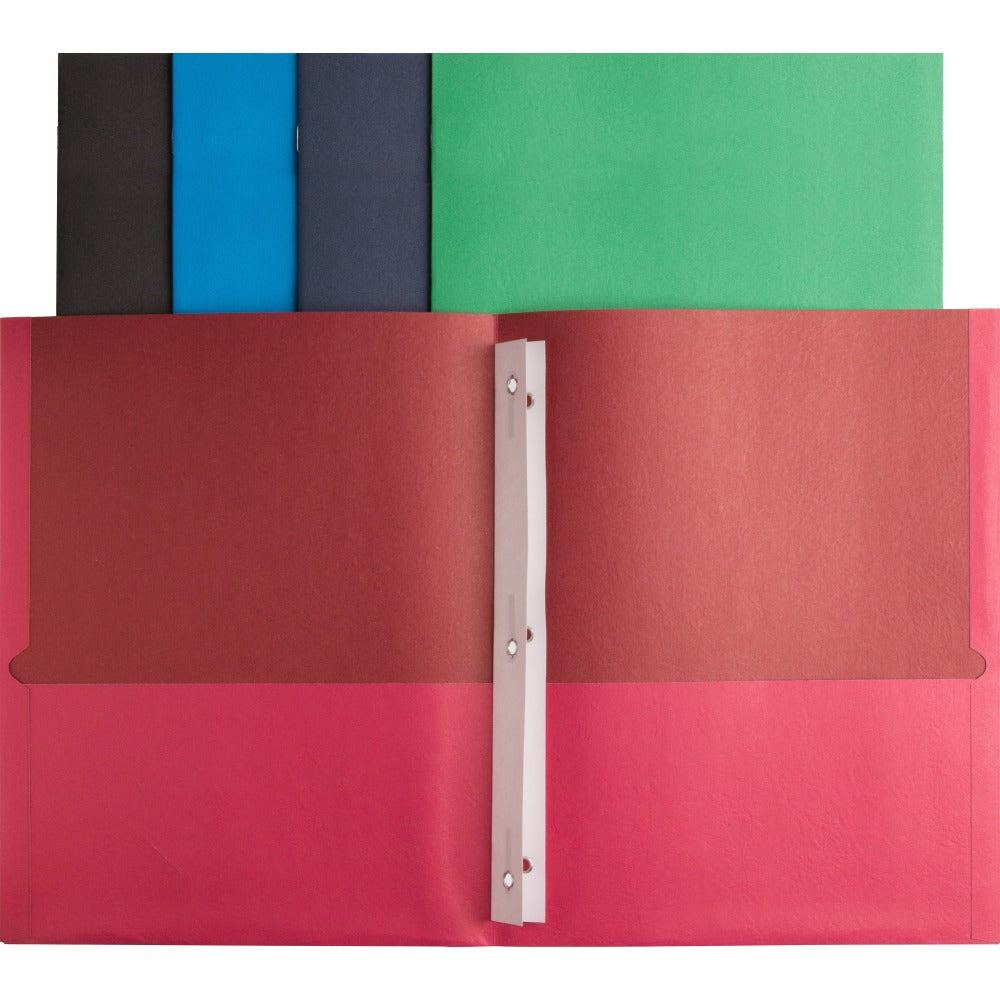 Business Source Letter Pocket Folders w/ Fasteners, Assorted