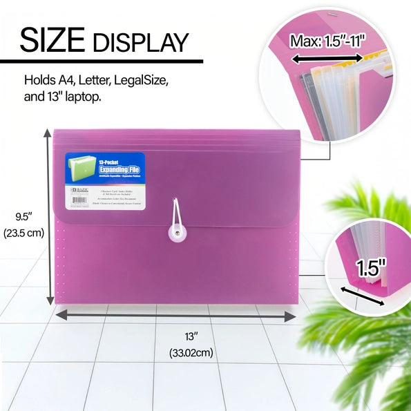 Expanding File A4/Letter Size; 13 or 7 Pocket- Assorted Colors