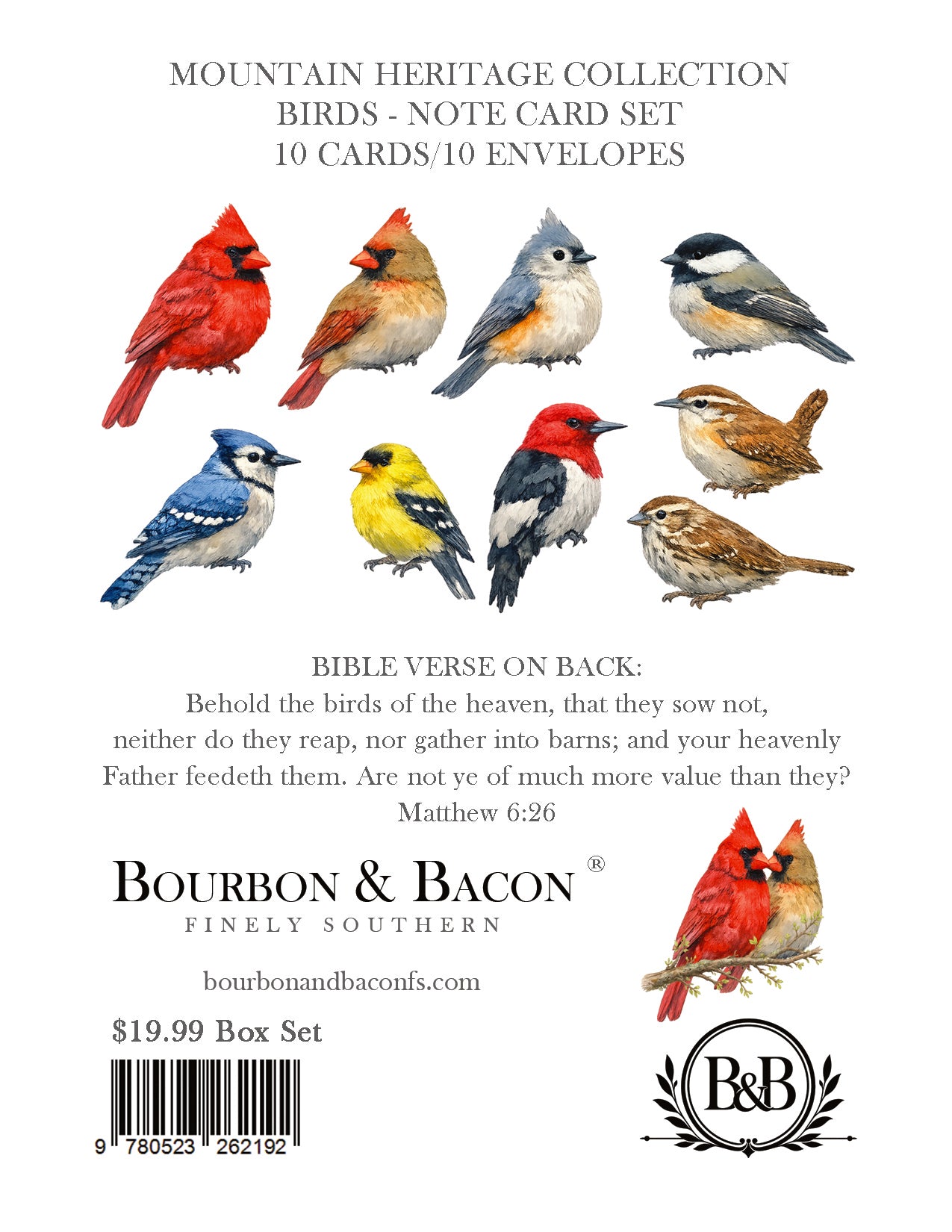 Watercolor Birds - Blank Cards with Envelopes 4.25" x 5.5"
