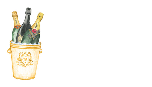 Illustration of champagne bottles in a bucket on a white background