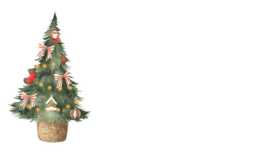 Striped Bows Christmas Tree Happy Notes