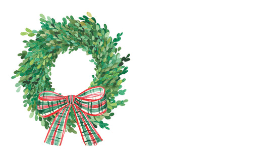 Christmas Plaid Boxwood Wreath Happy Notes