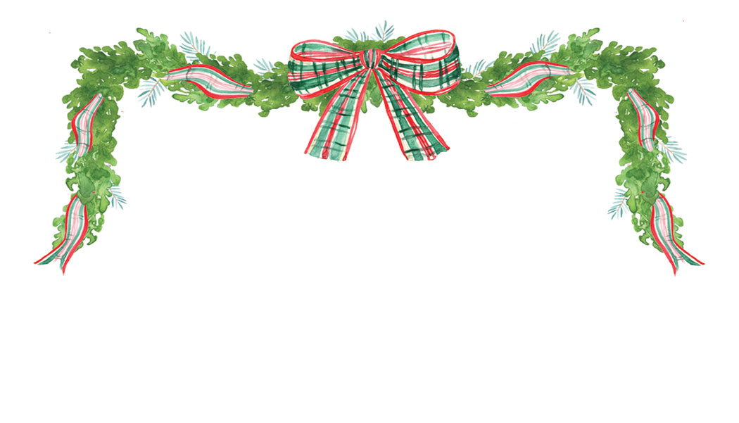Christmas Plaid Boxwood Garland Happy Notes
