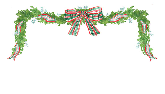 Christmas Plaid Boxwood Garland Happy Notes
