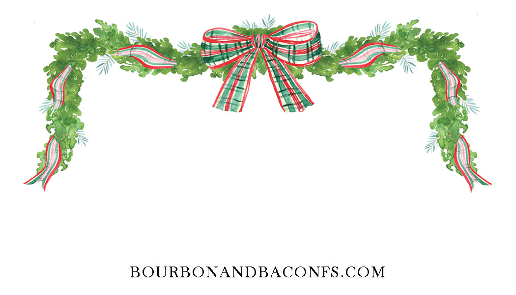 Christmas Plaid Boxwood Tree Happy Notes